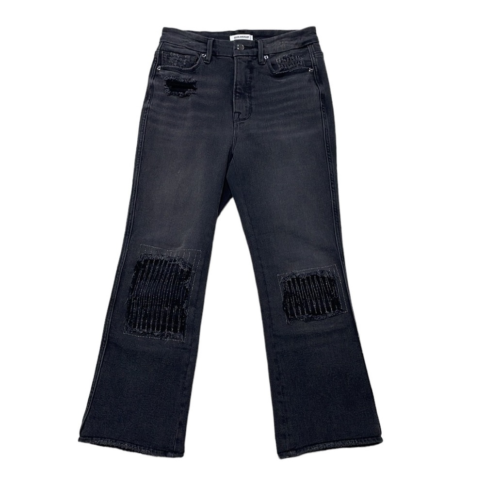 GOOD AMERICAN JEANS Good Curve Faded Black Distressed Size 4 27